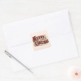 Pegatina Cuadrada Merry Christmas - Red and Gold