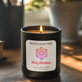 Pegatina Cuadrada Merry Christmas | Snowflake Modern Candle Labels