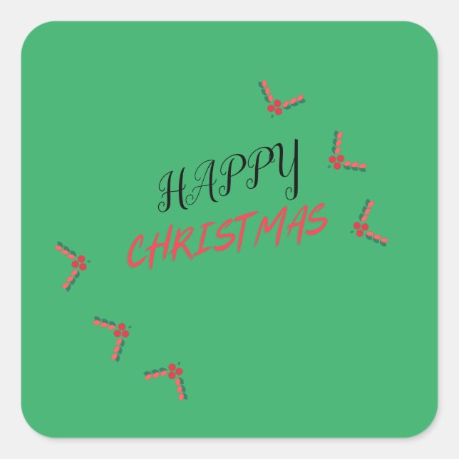 Pegatina Cuadrada Merry Christmas Square (Anverso)