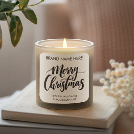 Pegatina Cuadrada Merry Christmas Text | Modern Candle Labels