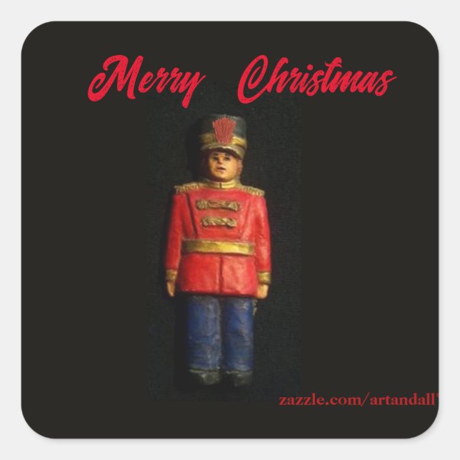 PEGATINA CUADRADA MERRY CHRISTMAS TOLDIER (Anverso)