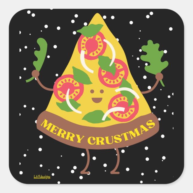 Pegatina Cuadrada MERRY CRUSTMAS navidades graciosos idea de regalo  (Anverso)