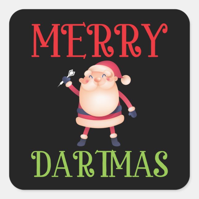 Pegatina Cuadrada Merry Dartmas - Merry Christmas Dart (Anverso)