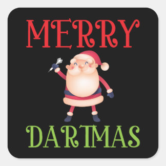 Pegatina Cuadrada Merry Dartmas - Merry Christmas Dart