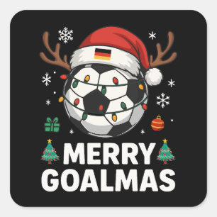 Pegatina Cuadrada Merry Goalmas - Divertido fútbol navideño