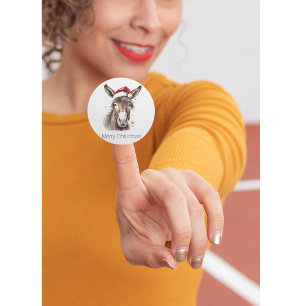 Pegatina Cuadrada Merry Little Navidades Donkey, personalizado