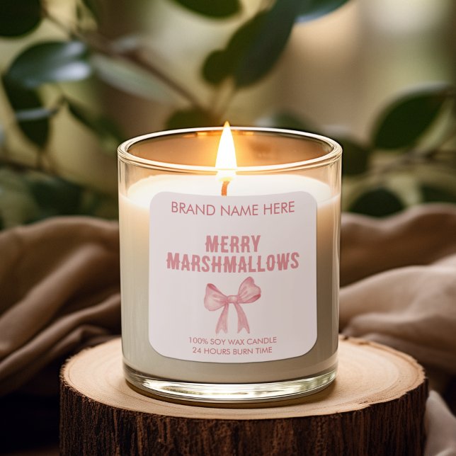 Pegatina Cuadrada Merry Marshmallows | Modern Candle Labels (Subido por el creador)