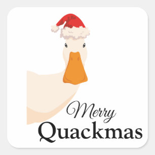 Pegatina Cuadrada Merry Quackmas Navidades personalizado divertido D