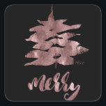 Pegatina Cuadrada Merry Rosa Gold Mauve Christmas Tree Black Copper<br><div class="desc">diseño florenceK . Navidades de vacaciones contemporáneas. moda y apariencia única .. puede cambiar el color de fondo.</div>