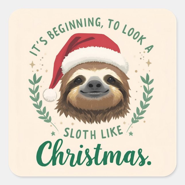 Pegatina Cuadrada Merry Slothmas, Stickers (Anverso)
