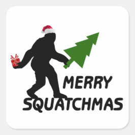 Pegatina Cuadrada Merry Squatchmas
