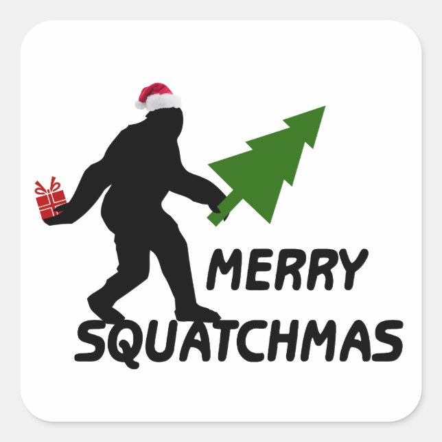 Pegatina Cuadrada Merry Squatchmas (Anverso)