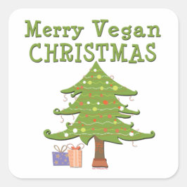 Pegatina Cuadrada Merry Vegan Navidades