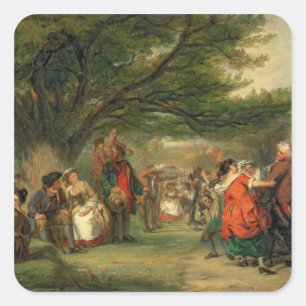 Pegatina Cuadrada Merrymaking de la aldea