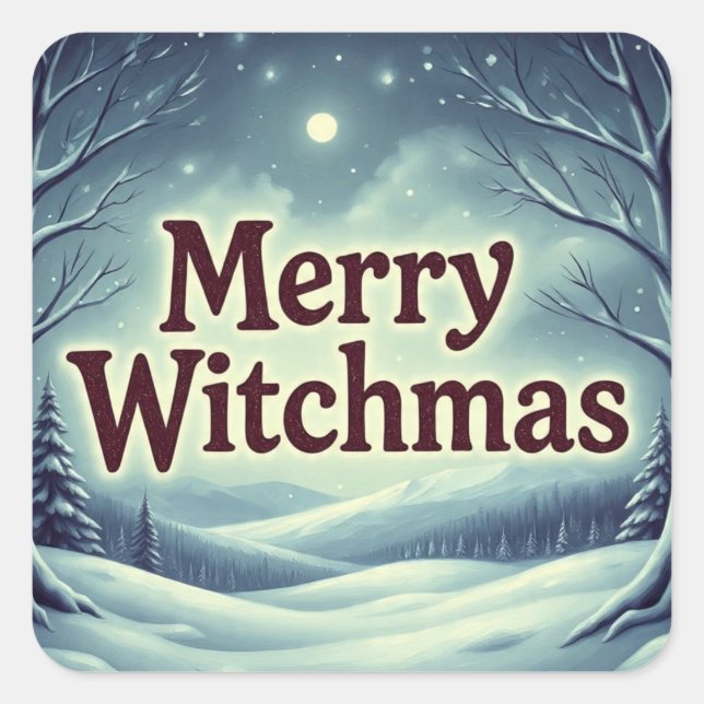 Pegatina Cuadrada MerryWitchmas (Anverso)