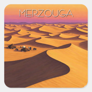 Pegatina Cuadrada Merzouga Marruecos Desierto Viajes