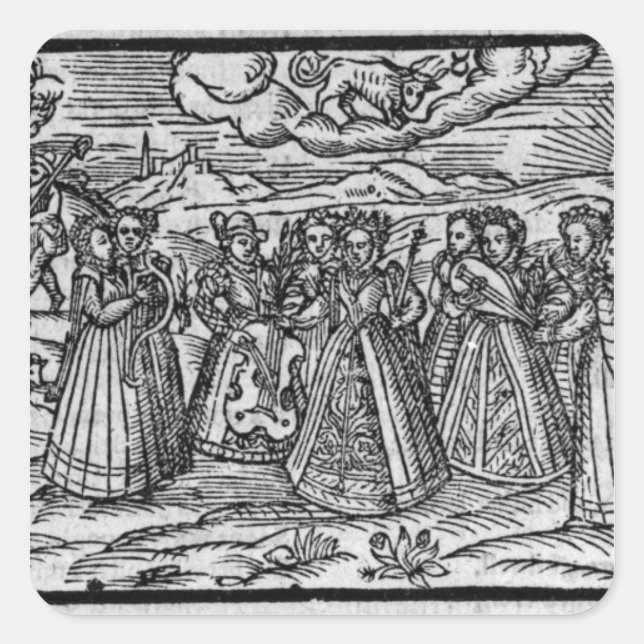 Pegatina Cuadrada Mes de abril, de 'The Shepheardes Calender' (Anverso)