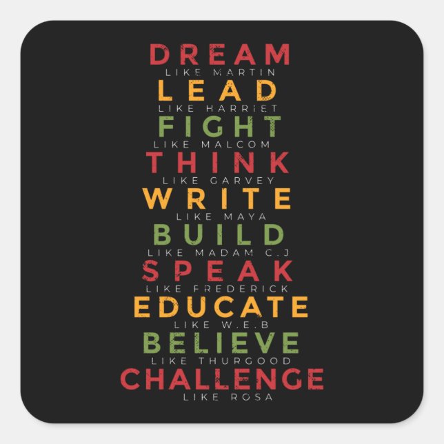 Pegatina Cuadrada Mes de historia negra (Anverso)