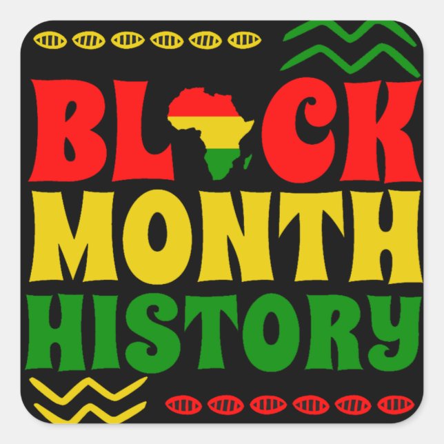 Pegatina Cuadrada Mes de la Historia Negra, afroamericano (Anverso)