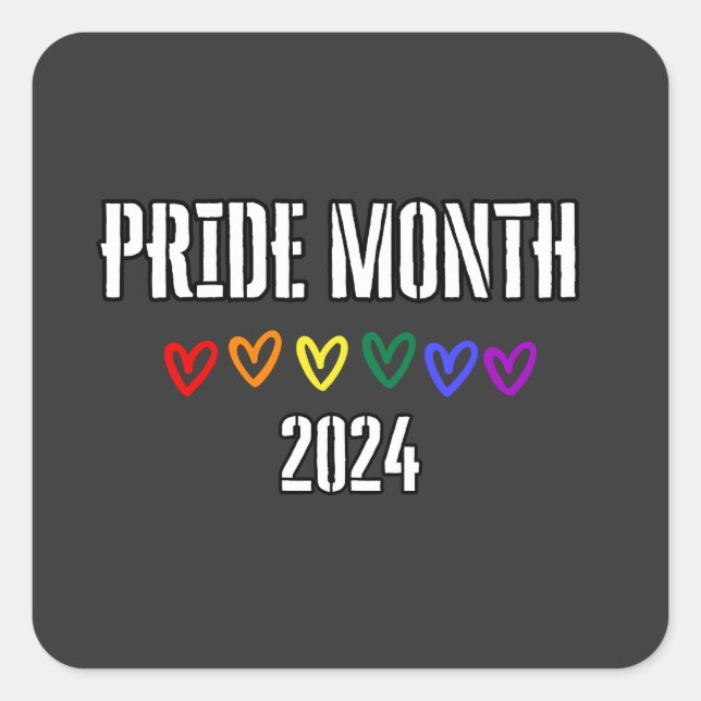 Pegatina Cuadrada MES DE ORGULLO 2024, lgbtq (Anverso)