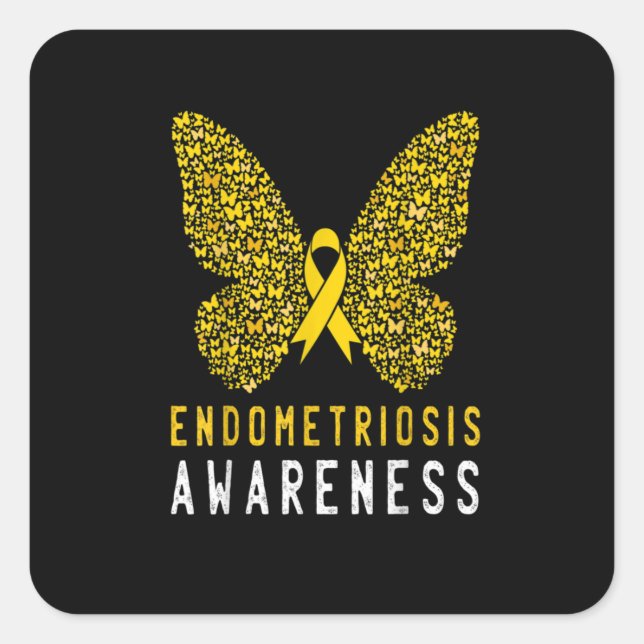 Pegatina Cuadrada Mes de sensibilización sobre la endometriosis de l (Anverso)