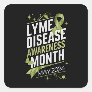 Pegatina Cuadrada Mes de sensibilización sobre la enfermedad de Lyme