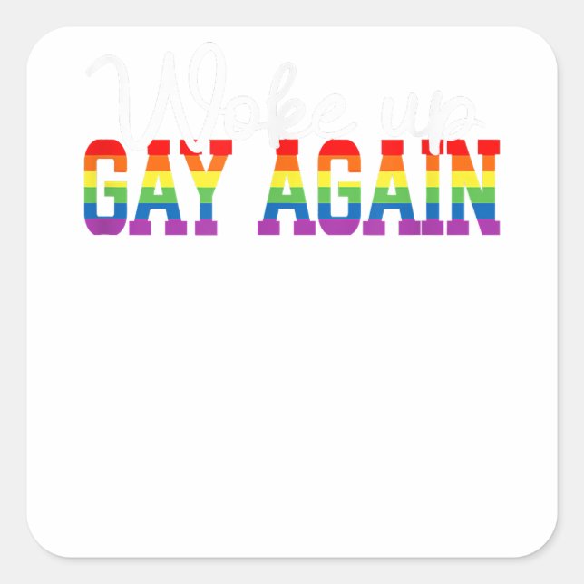 Pegatina Cuadrada Mes gay de la bandera LGBT humana despertó de nuev (Anverso)