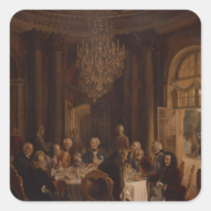 Pegatina Cuadrada Mesa de cena en Sanssouci, 1850