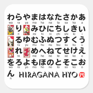 Pegatina Cuadrada Mesa Hiragana japonesa (Hanafuda)