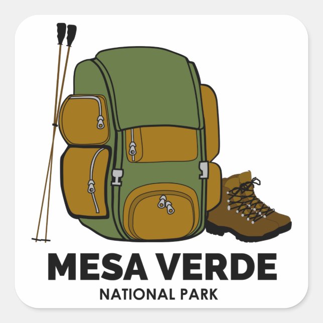 Pegatina Cuadrada Mesa Verde National Park Backpack (Anverso)