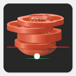 Pegatina Cuadrada Mesas laterales de tomate con mobiliario brillante