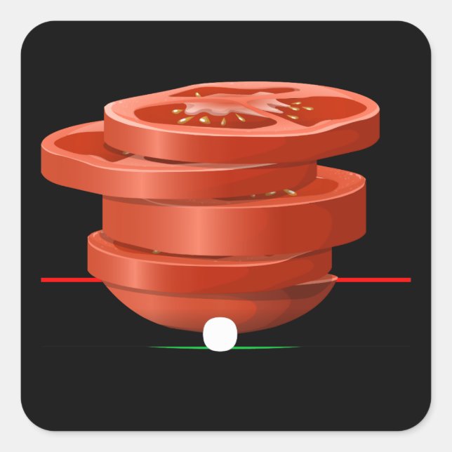 Pegatina Cuadrada Mesas laterales de tomate con mobiliario brillante (Anverso)