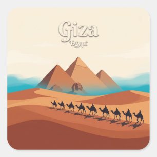 Pegatina Cuadrada Meseta de Giza Egipto