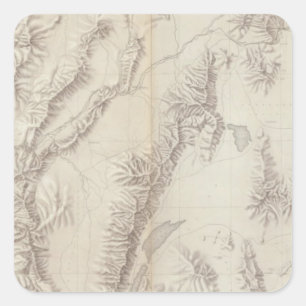 Pegatina Cuadrada Meseta de Nevada topográfica