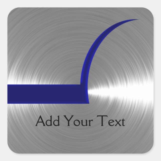 Pegatina Cuadrada Metalizado cepillado azul y plateado (Anverso)