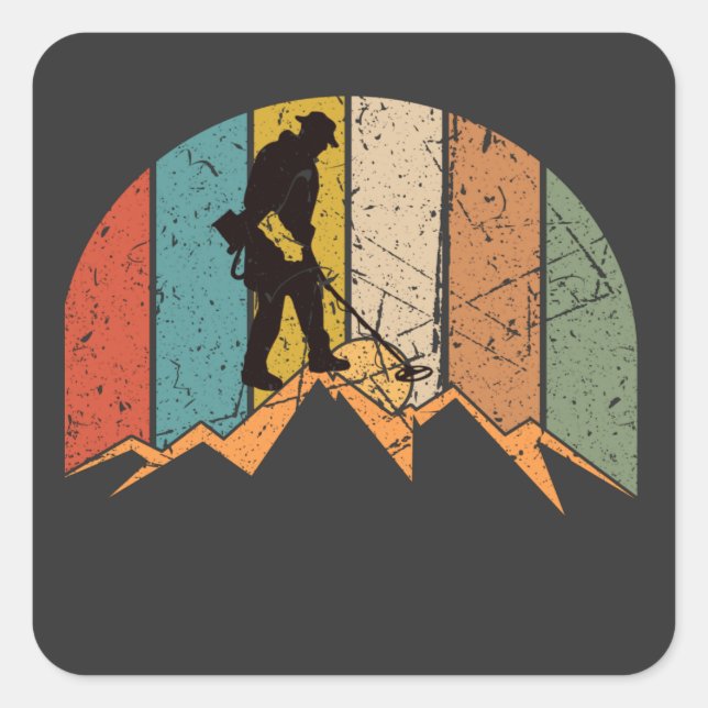 Pegatina Cuadrada Metalizado de detección de vintage (Anverso)