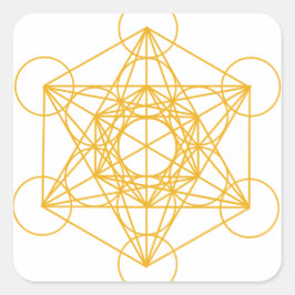 Pegatina Cuadrada Metatron Cube Gold