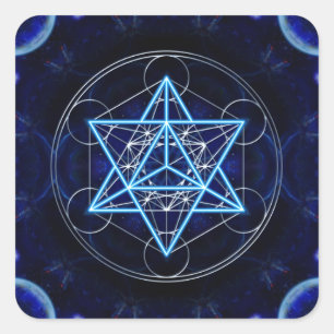 Pegatina Cuadrada Metatrons dado - Merkaba estrella Tetraeder -