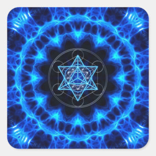 Pegatina Cuadrada Metatrons dado - Merkaba estrella Tetraeder -