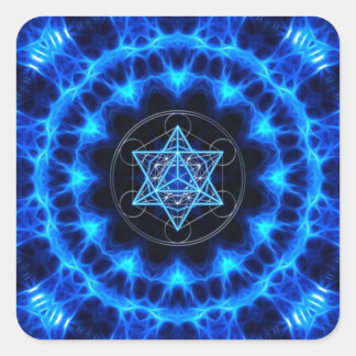 Pegatina Cuadrada Metatrons dado - Merkaba estrella Tetraeder -