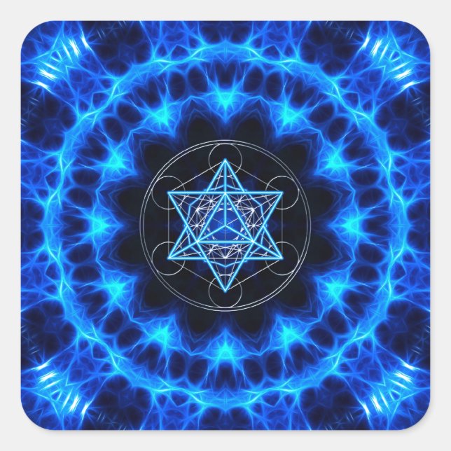Pegatina Cuadrada Metatrons dado - Merkaba estrella Tetraeder - (Anverso)
