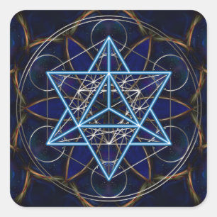Pegatina Cuadrada Metatrons dado - Merkaba estrella Tetraeder -
