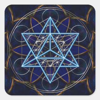Pegatina Cuadrada Metatrons dado - Merkaba estrella Tetraeder -
