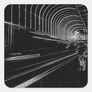 Pegatina Cuadrada Metro oscuro