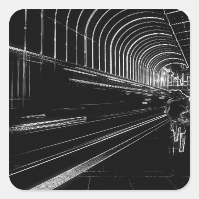 Pegatina Cuadrada Metro oscuro (Anverso)