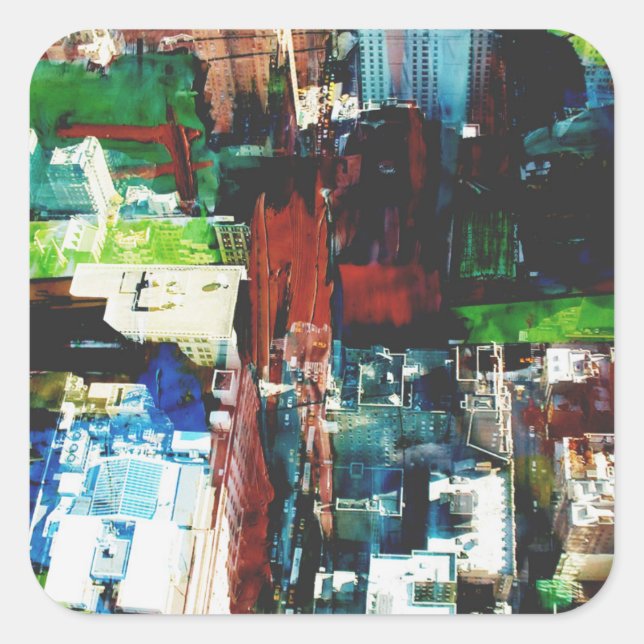 Pegatina Cuadrada Metropolis VIII (Anverso)