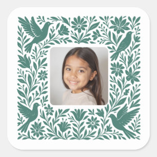 Pegatina Cuadrada Mexican Otomí Tenango Talavera con Foto