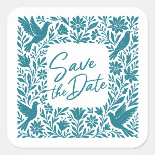 Pegatina Cuadrada Mexicano Otomí Tenango Talavera Save the Date