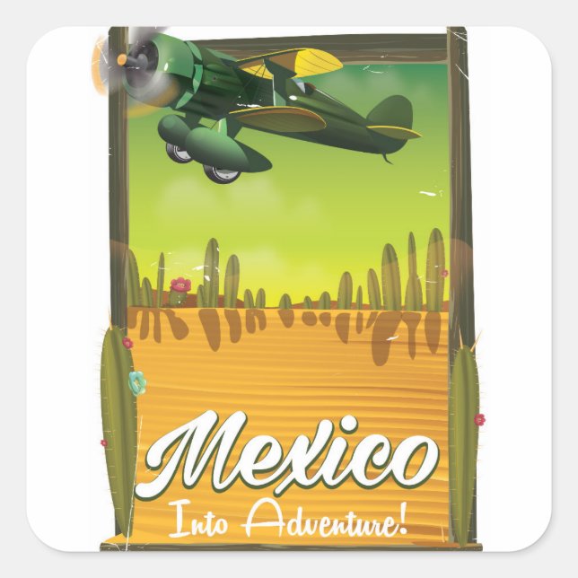 Pegatina Cuadrada ¡México a la aventura! (Anverso)