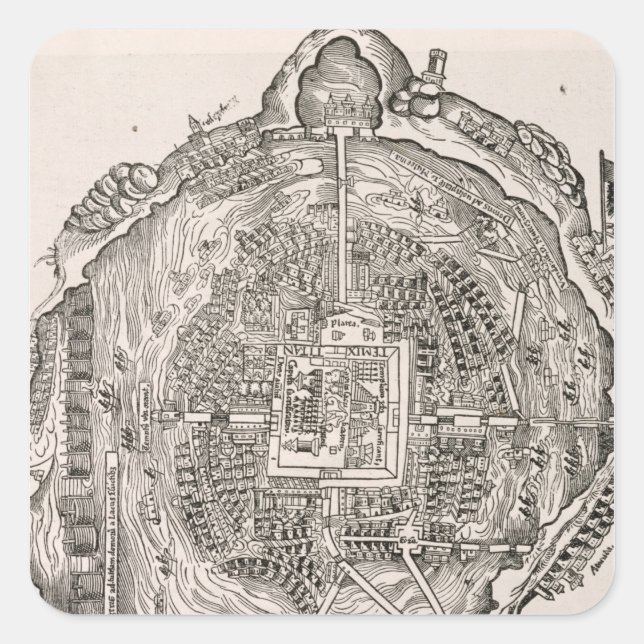 Pegatina Cuadrada México antes de la conquista (Anverso)